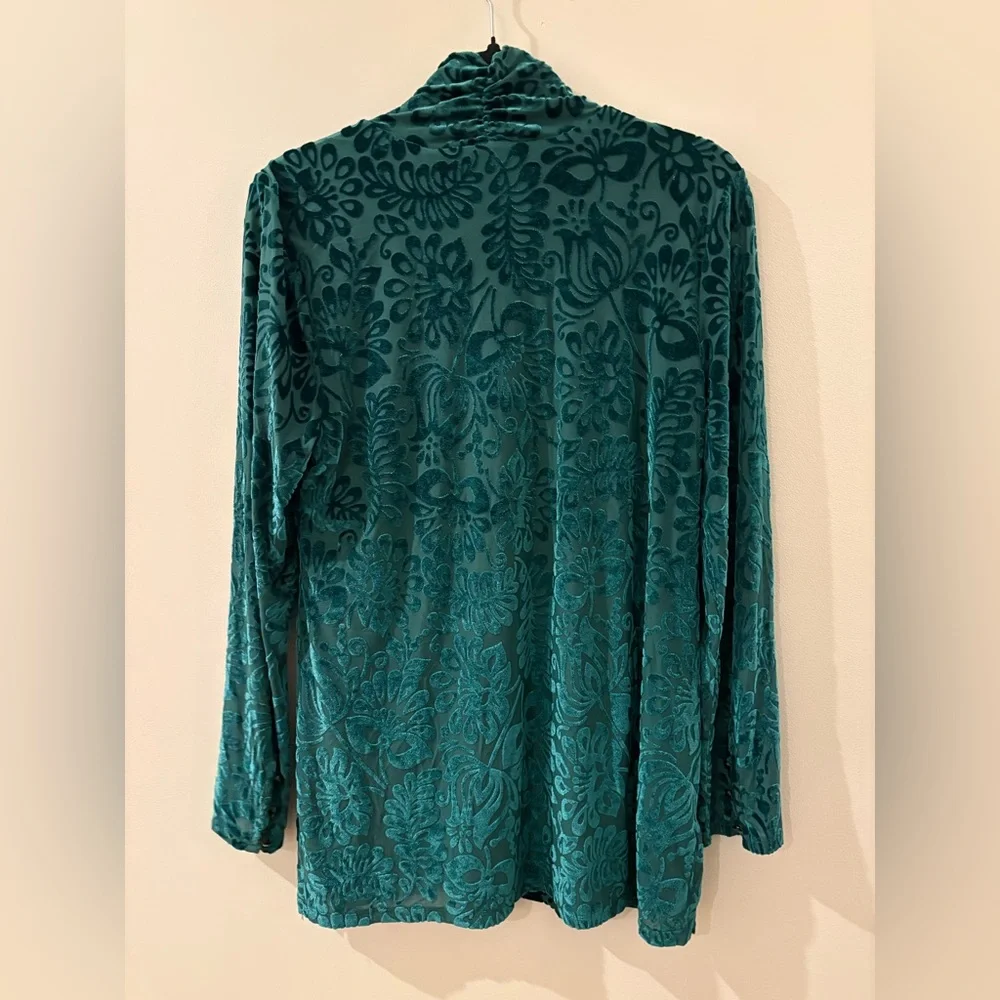 Soft Surroundings Walden Velvet Burnout Turtleneck Top M - Picture 10 of 11